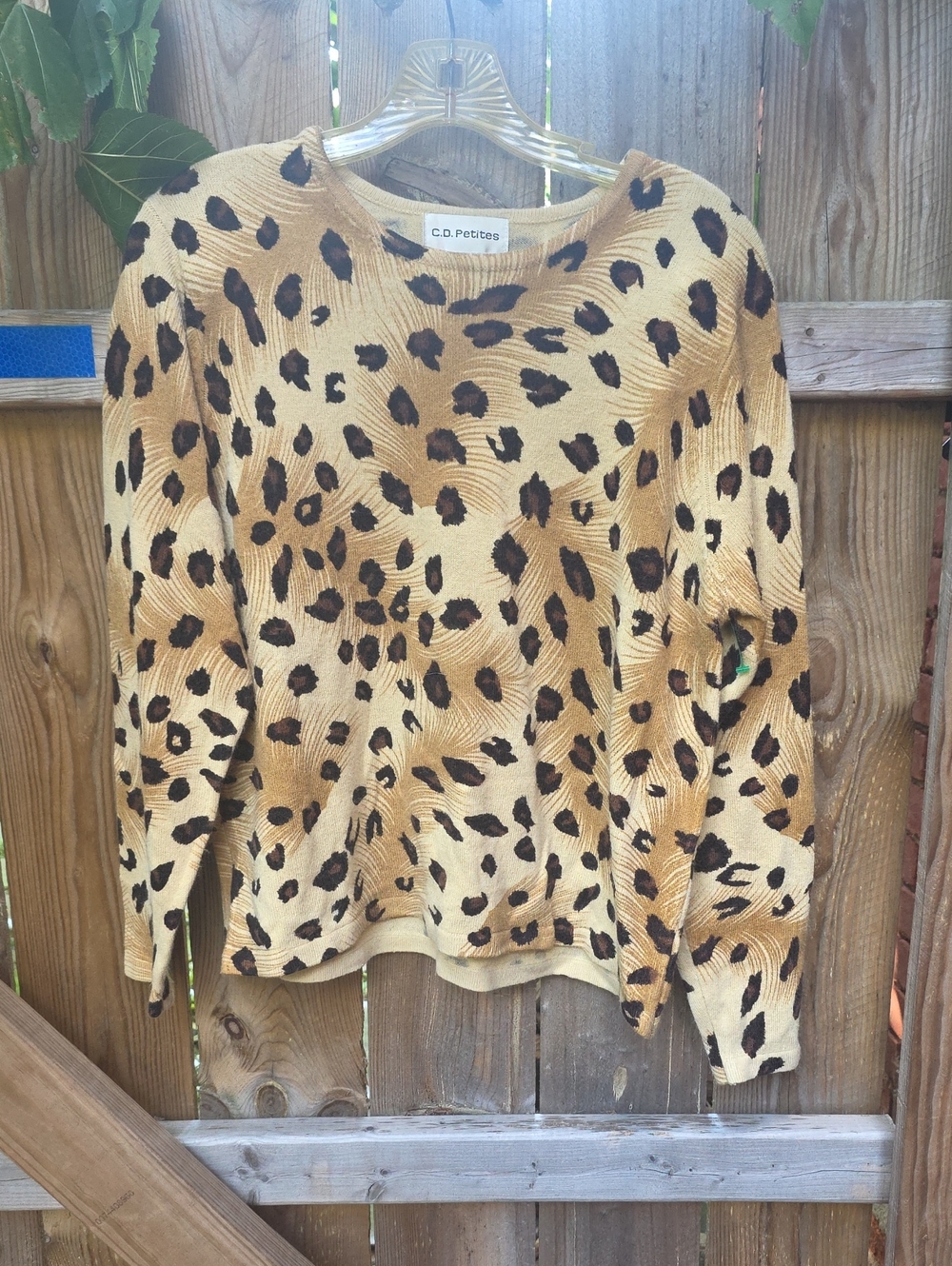 Leopard Print Crewneck Sweater - Tan/Brown